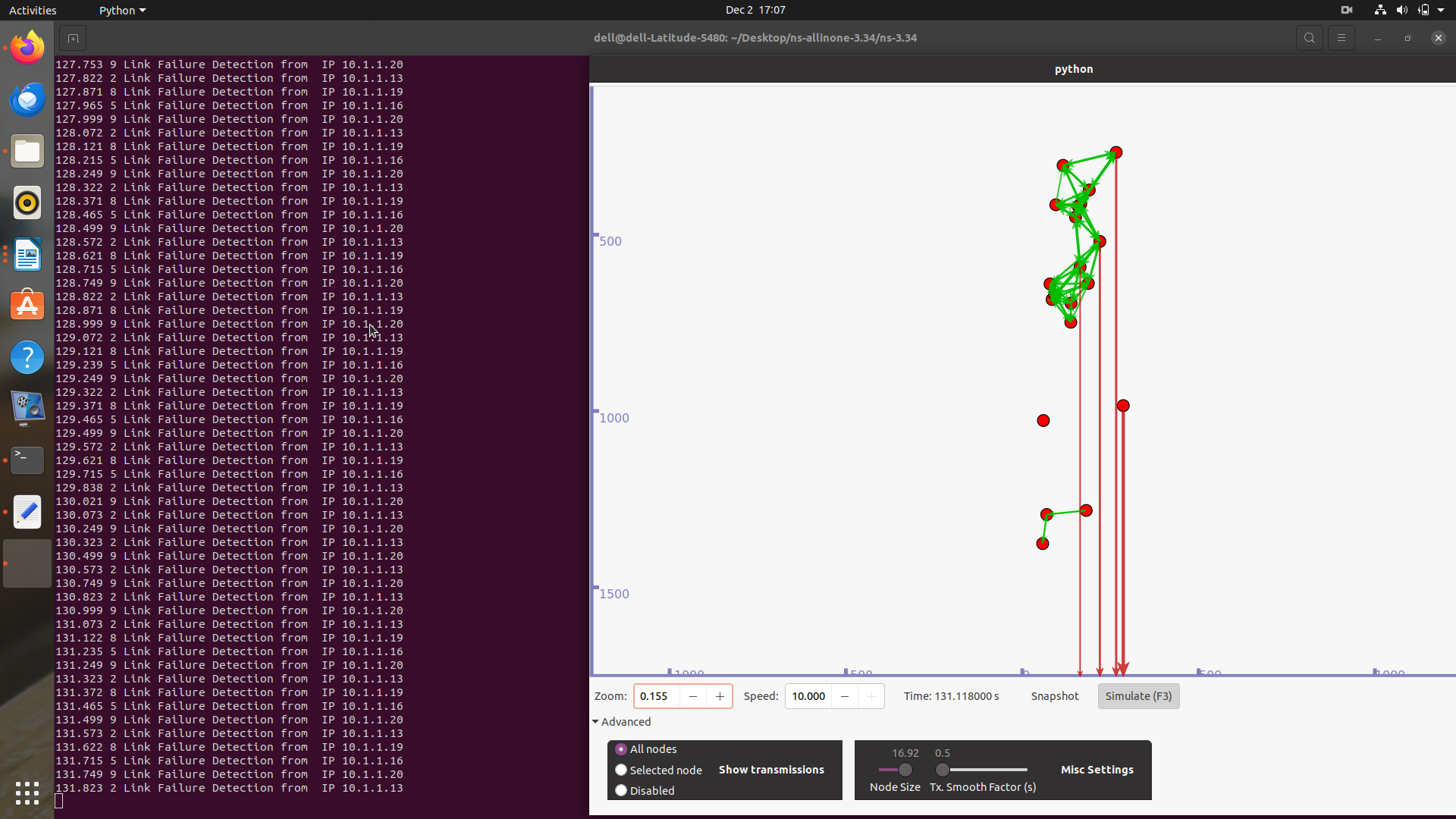 AI in Link Failure Detection and Response using ns-3 projects
